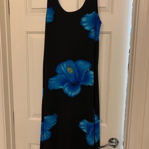 Black/Blue floral print sleeveless dress